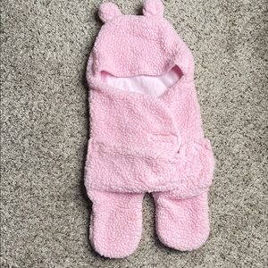 Pink Winter Baby Bear Swaddle Blanket